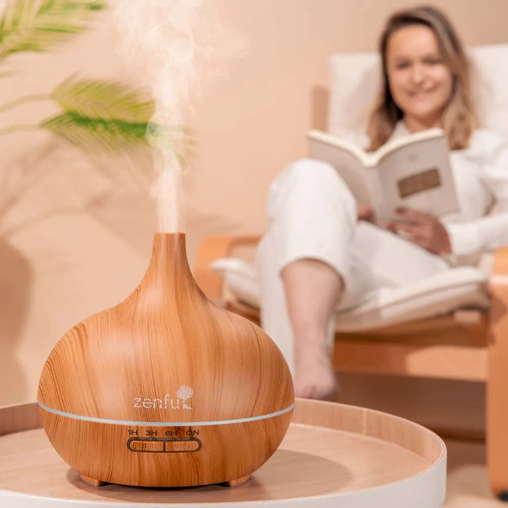 Zenful aroma diffuser Dewdrop licht hout in interieur