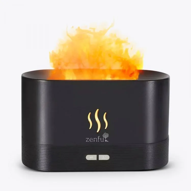 Flame aroma diffuser met vlam effect zwart Zenful
