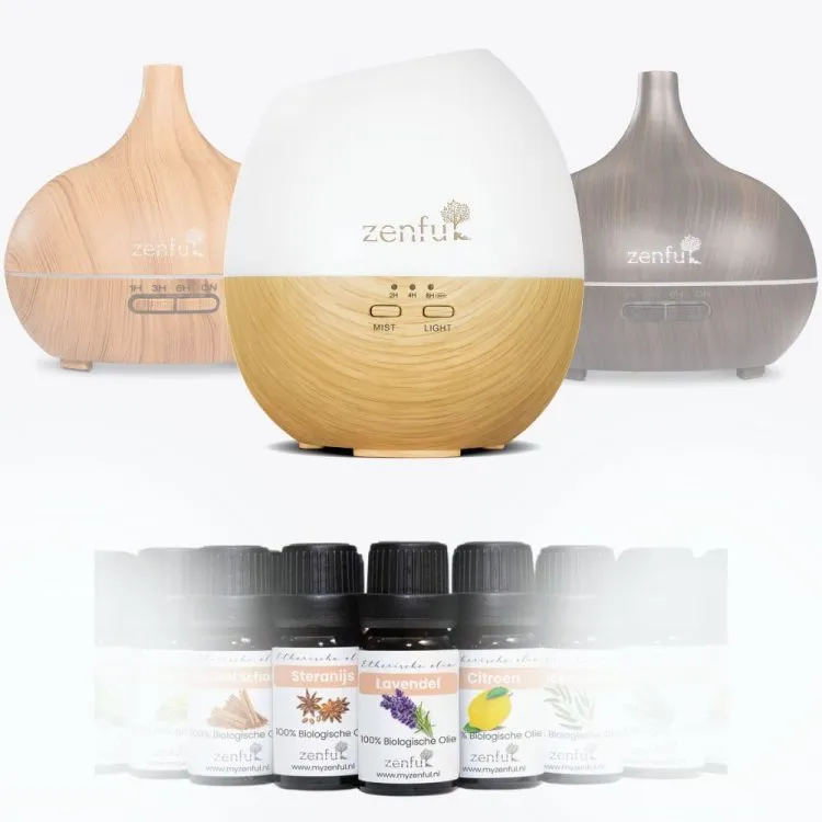 Customise Eigen set opstellen diffuser met etherische olie Zenful
