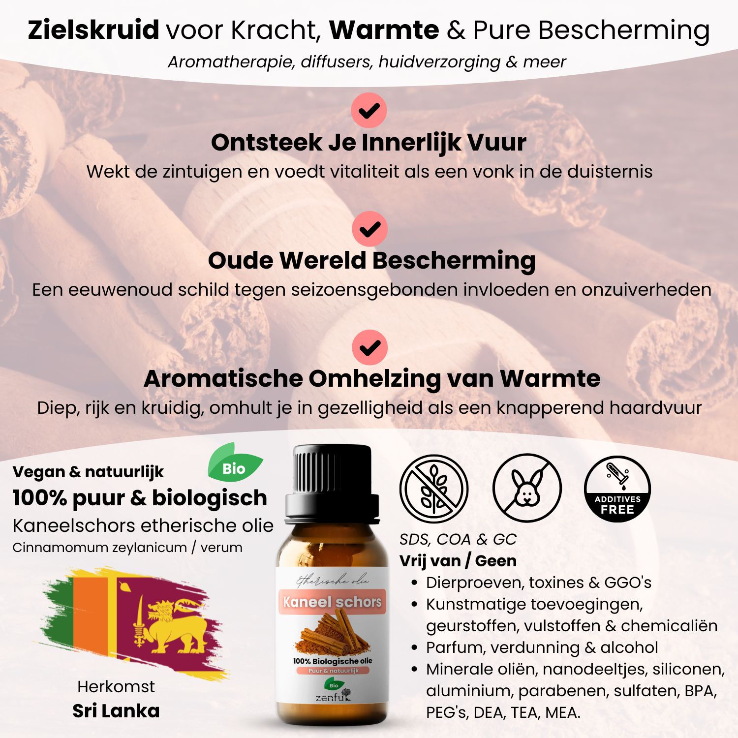 Kaneel schors etherische olie werking toepassing geur