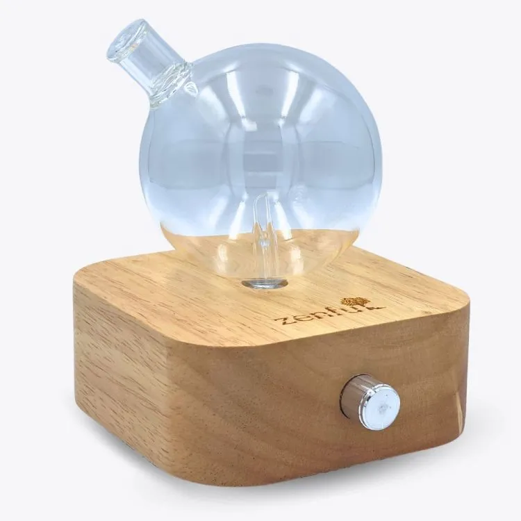 Nebulizer diffuser rond glas hout met draaiknop zonder water Zenful