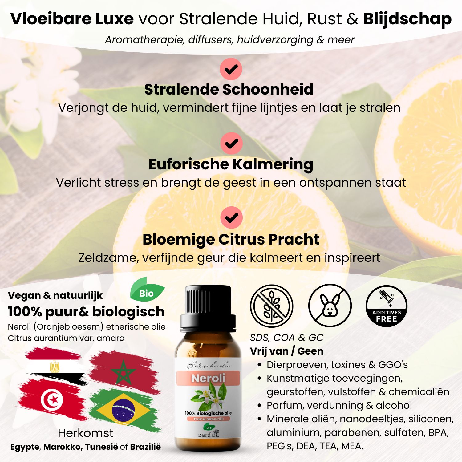 Neroli etherische olie geur werking toepassing info