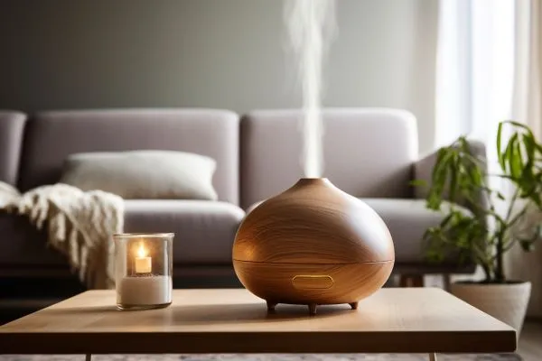 Veilige aroma diffuser in huiskamer op tafel luxe mooi