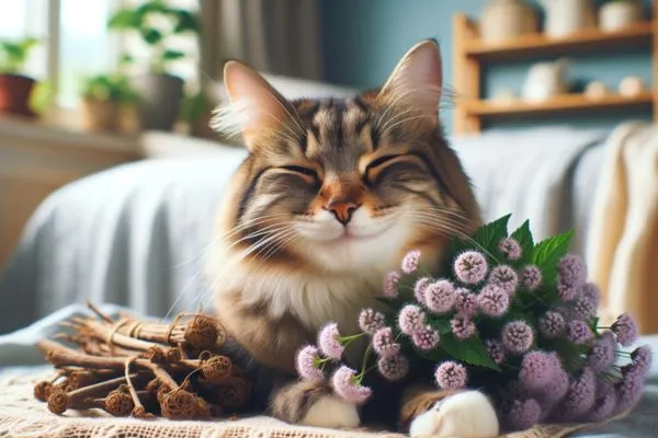 Blije kat die geniet van lekkere geur heerlijk