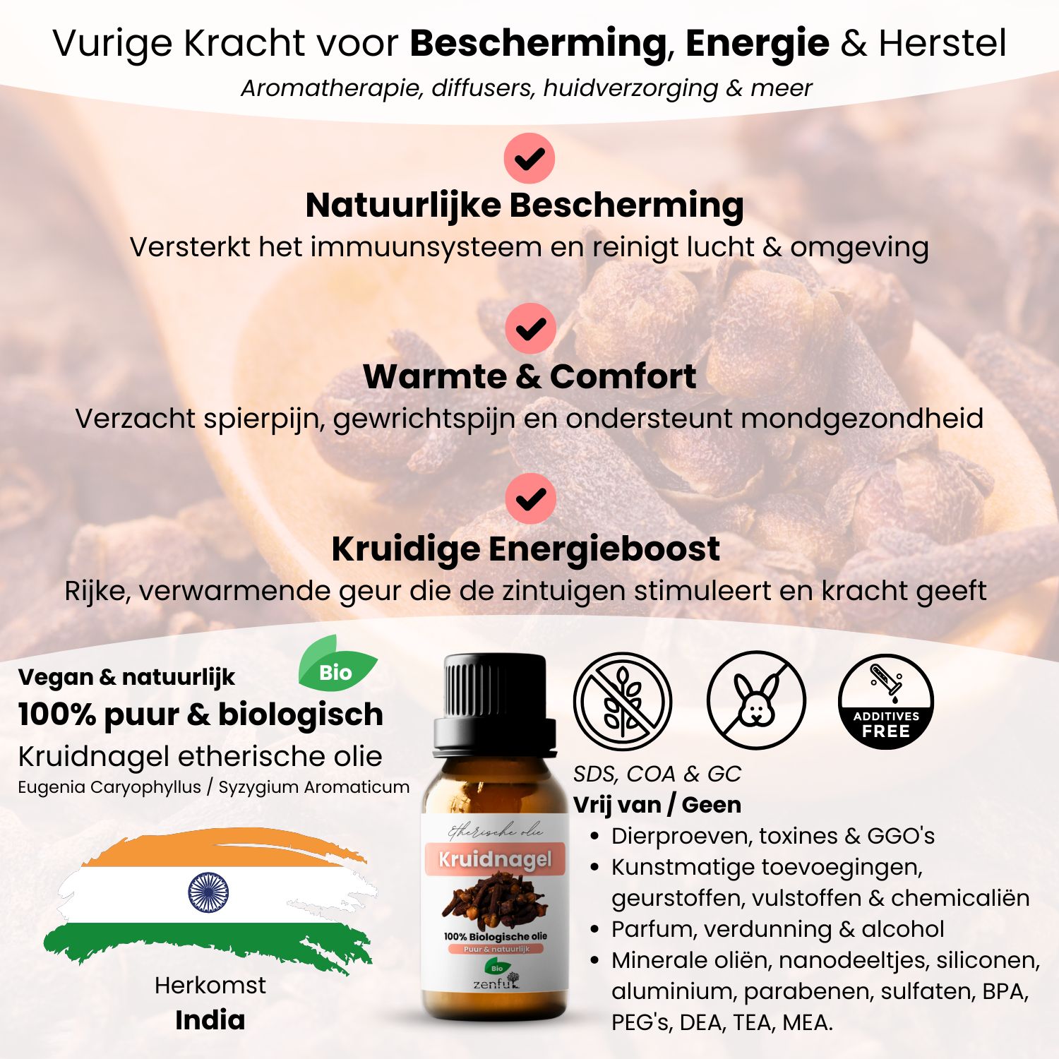 Kruidnagel etherische olie werking toepassing info