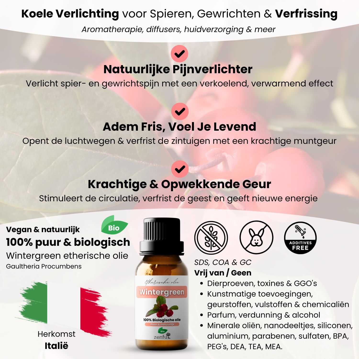 Wintergreen etherische olie informatie aromatherapie